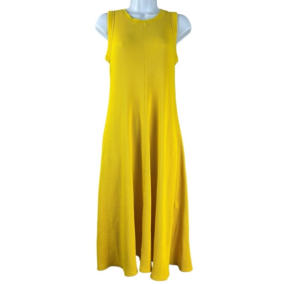 Everlane Dress Womens Small Yellow The Organic Cotton Waffle Tank Dress - Picture 1 of 7